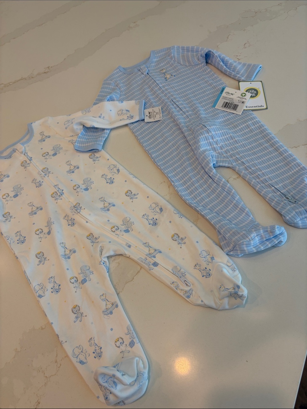 NWT Little Me Blue & White Printed Baby Footie Set - 2 Pack